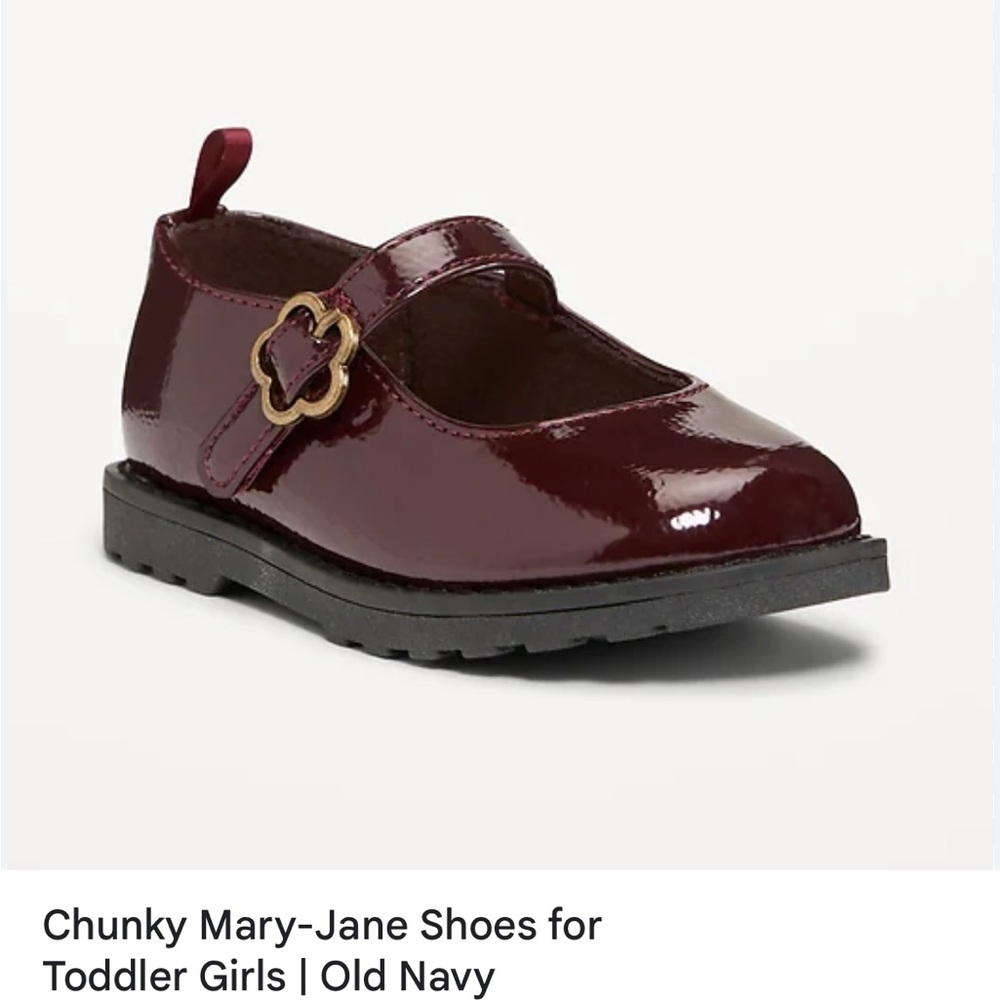 Old Navy Glossy Maroon Mary-Jane Shoes Toddler C6